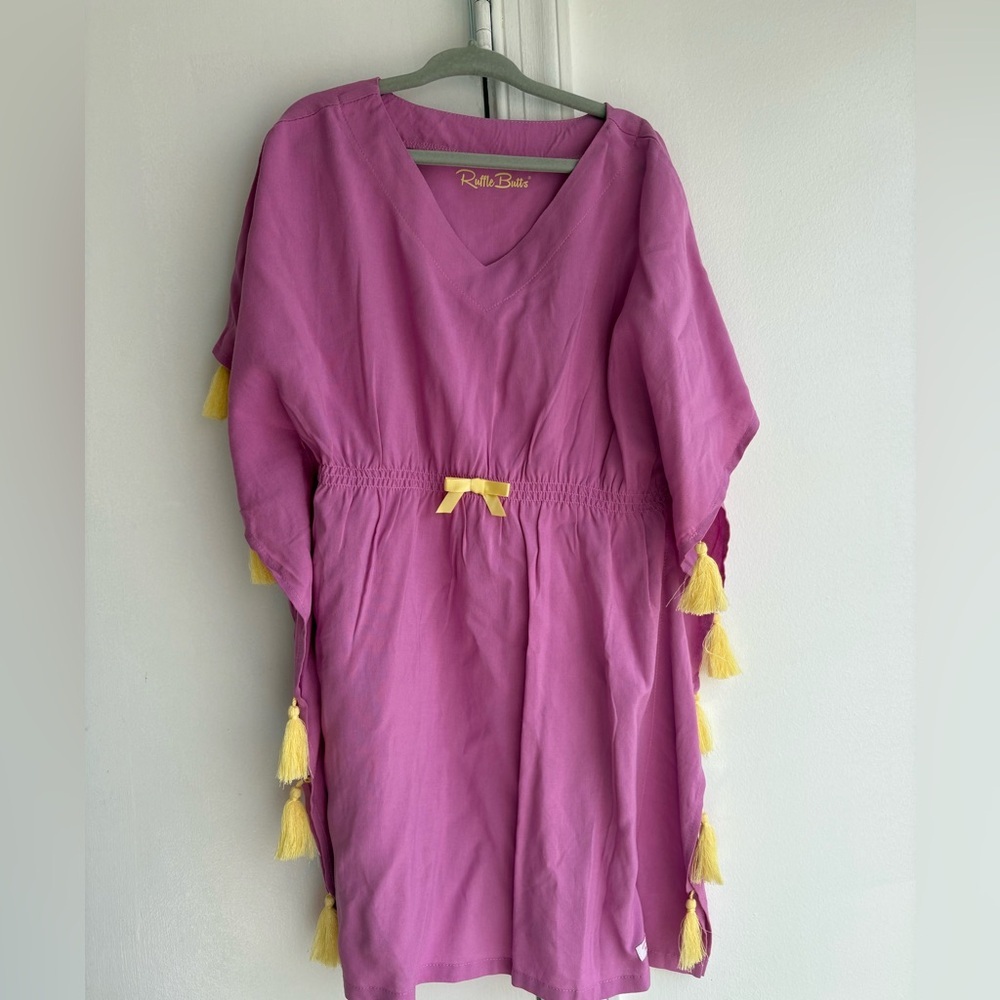 Ruffle Butts cover up Pink with Yellow Tassels 6-7